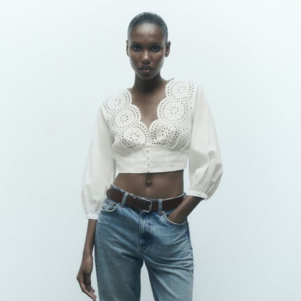 Zara Cotton Cropped Top